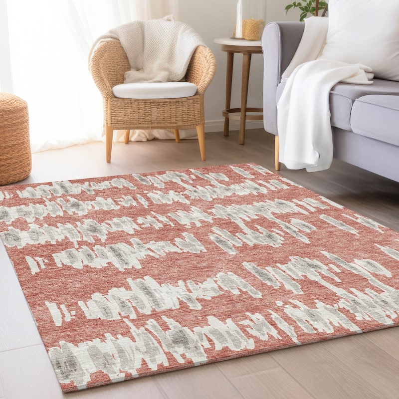 Premium Washable Super Soft Modern Pulse Mayfield Rug - Salmon - 5' x 7'6"