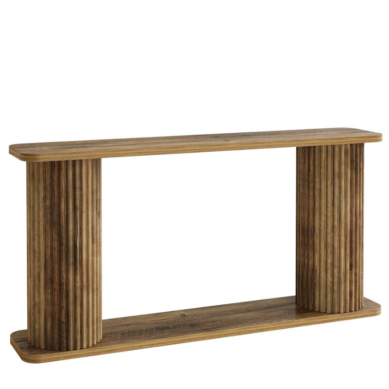 63" 2-Tier Console Table with Shelves, Behind Couch Sofa Entryway Foyer Accent Table for Hallway Entrance Living Room