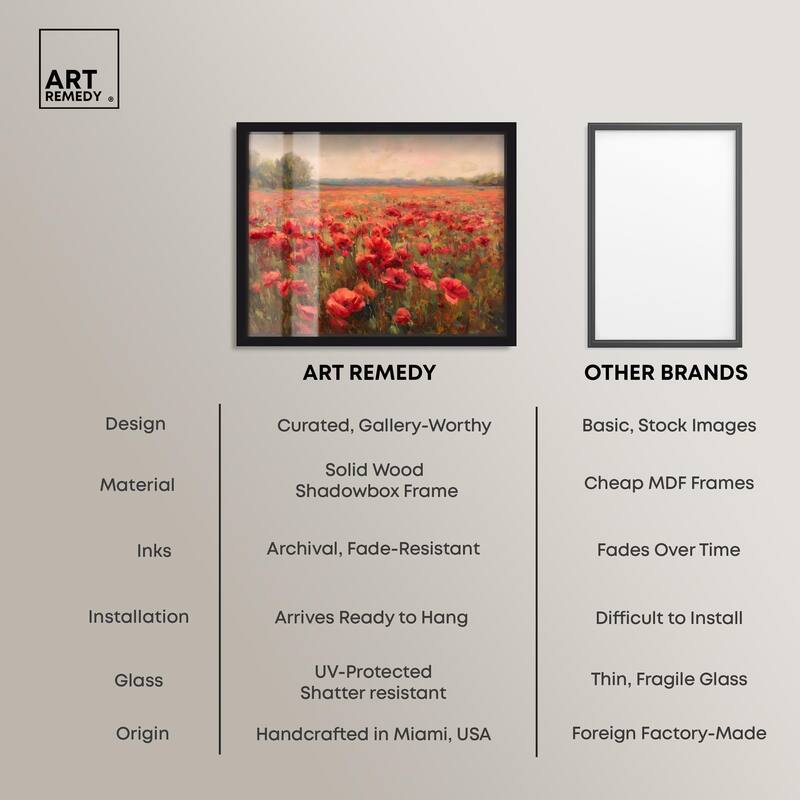 Sea of Red Poppies II Shadowbox by Art Remedy