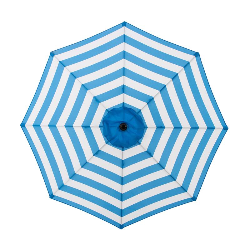 Pure Garden 9ft Striped Patio Umbrella with Push Button Tilt