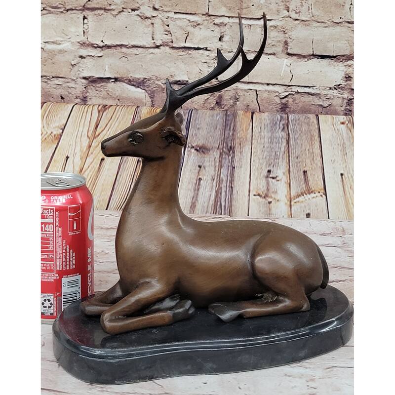 Reindeer Caribou Deer Elk Bronze Statue Sculpture Figurine Signed Original 9.5 Inches X 8.5 Inches