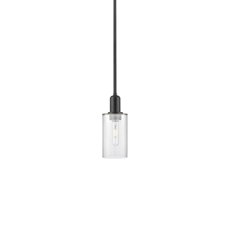 Innovations Lighting 716-1S-10-5 Clymer Pendant Clymer 5" Wide Mini - Matte Black / Clear