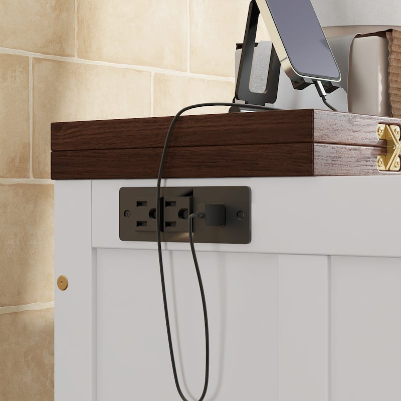 Murphy Bed Cabinet Full with Storage Drawer and Charging Station, USB Port, Solid Pine Murphy Bedframe for Home Office