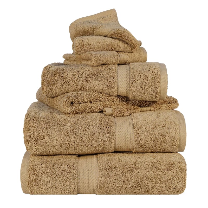 Blue Nile Mills Luxury 6-Piece Egyptian Cotton Towel Set, Thick Absorbent Bathroom Towels - Toast