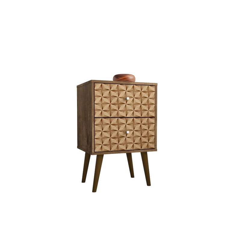 Liberty Mid Century Modern Black Nightstand 2.0 with 2 Extension Drawers - Brown/ Brown