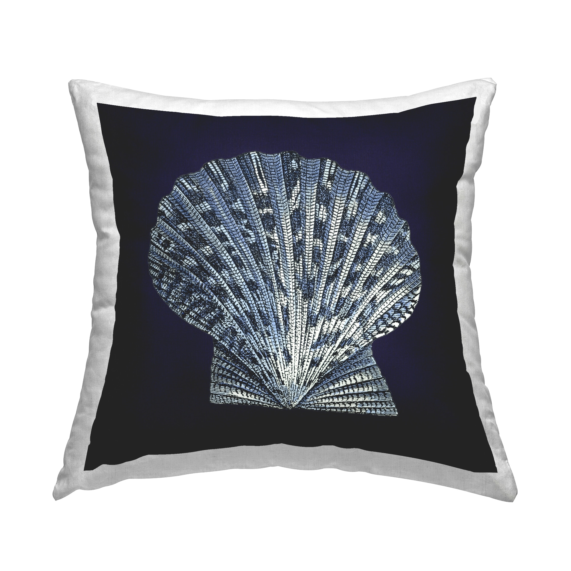 Stupell Distressed Navy and White Scallop Shell Decorative Printed Throw Pillow by Vision Studio