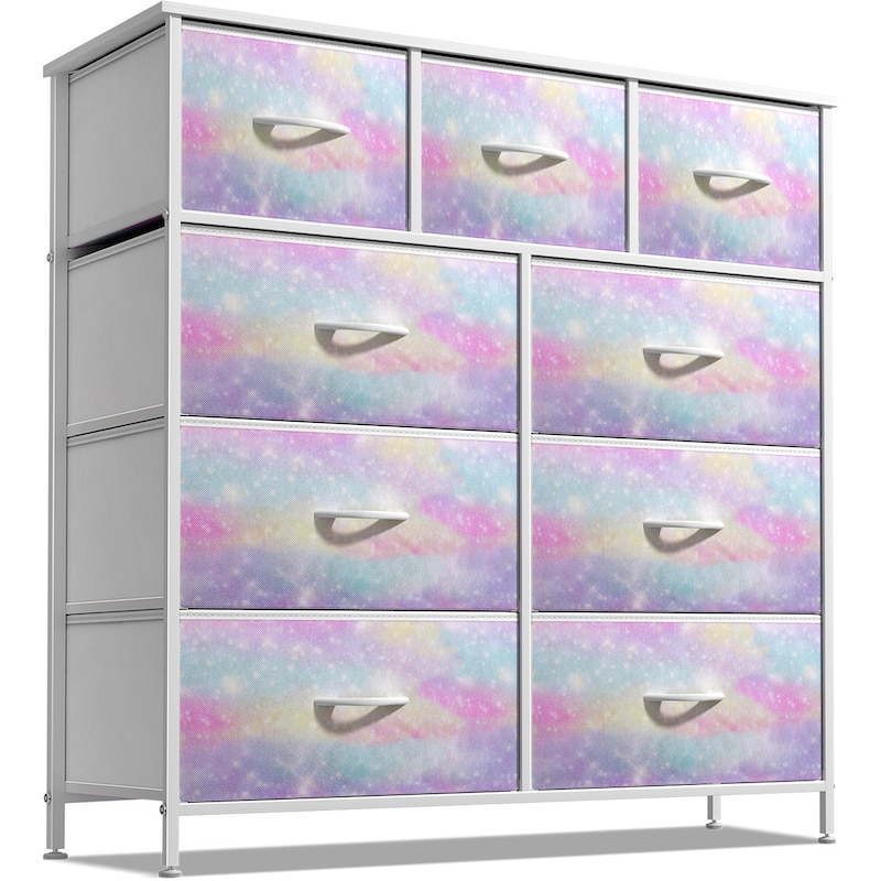 Modern Color Print 9-cubby Storage Tower - Tie-Dye Sparkle