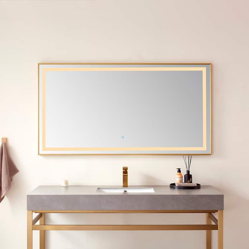 60" Rectangular LED Lighted Accent Bathroom/Vanity Wall Mirror - 60