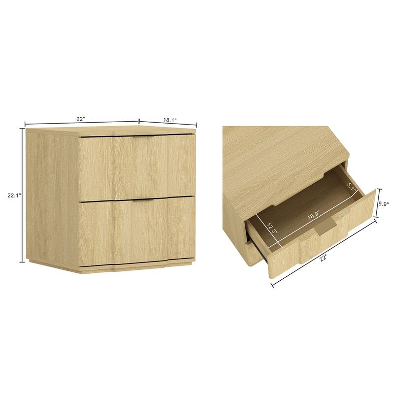 Manhattan Comfort Clive 22 Inch 2 Drawer Nightstand