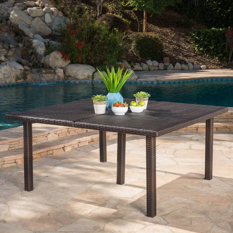 Fiona Outdoor 64-inch Square Wicker Dining Table by Christopher Knight Home - 64.00"L x 64.00"W x 30.00"H - Brown