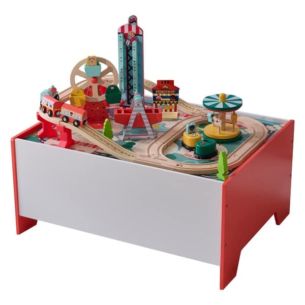 slide 2 of 9, Teamson Kids Florida Amusement Park Multicolor Activity Table with 6 Mini-Games Red