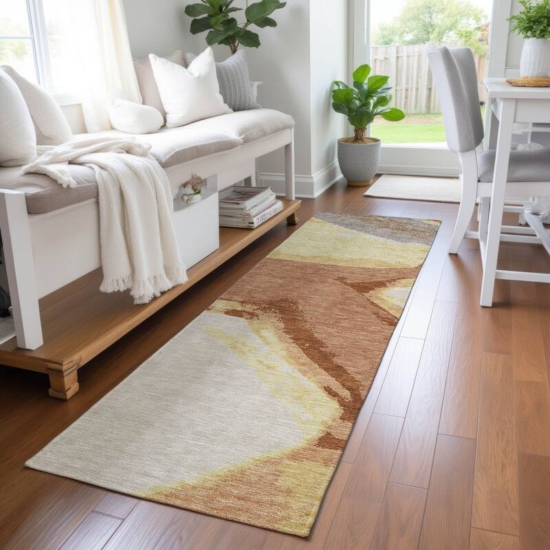 Machine Washable Indoor/ Outdoor Modern Cheney Chantille Rug