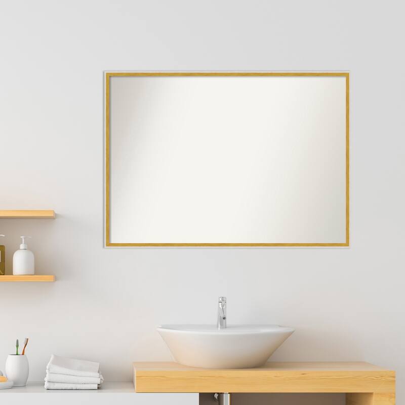 Paige Non-Beveled Wood Framed Bathroom Vanity Wall Mirror