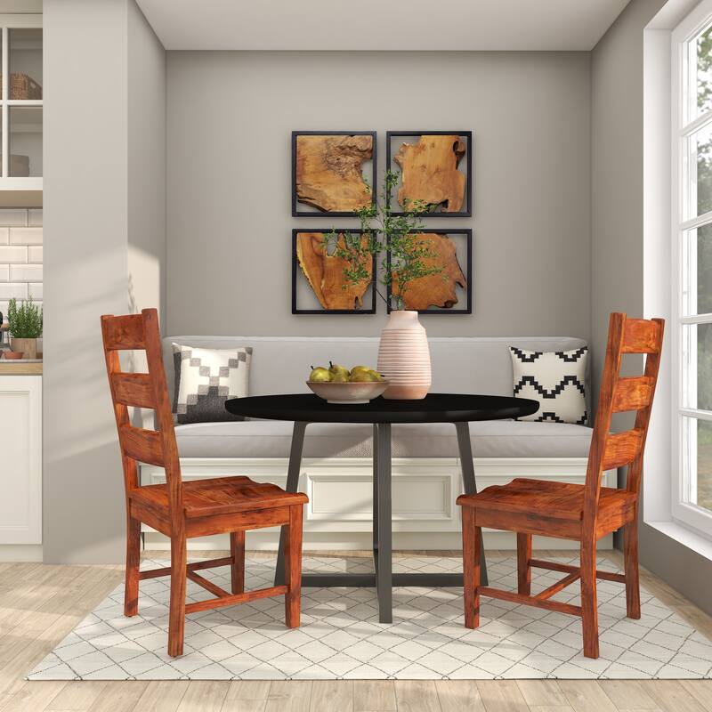 Brown Mango Wood Ladder Back Dining Chair (Set of 2)