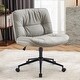 preview thumbnail 3 of 22, Armless Criss Cross Legged Chair with Wheels, Height Adjustable Makeup Vanity Chair, 360 Swivel Wide Task Chair - N/A