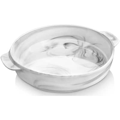 MALACASA Marble Grey Porcelain Baking Pan with Handles