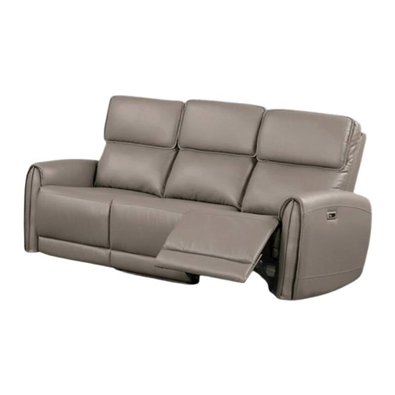Sily Power Recliner Sofa, Light Brown Faux Leather, 81 Inch, USB Ports