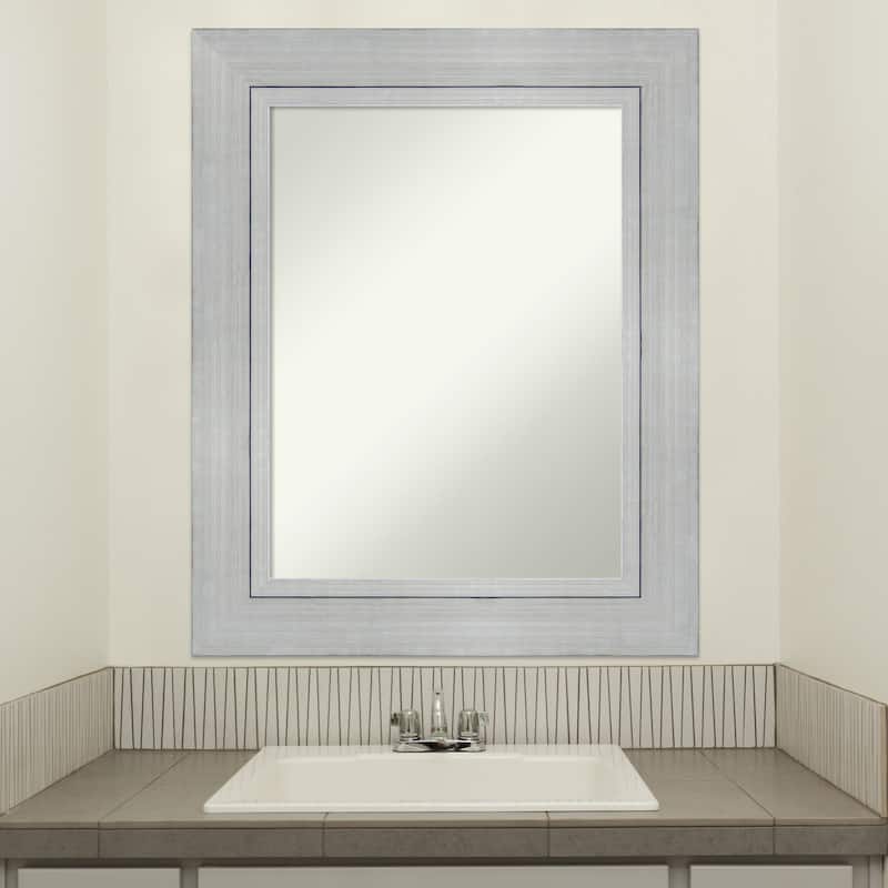 Non-Beveled Wood Bathroom Wall Mirror - Romano Silver Frame