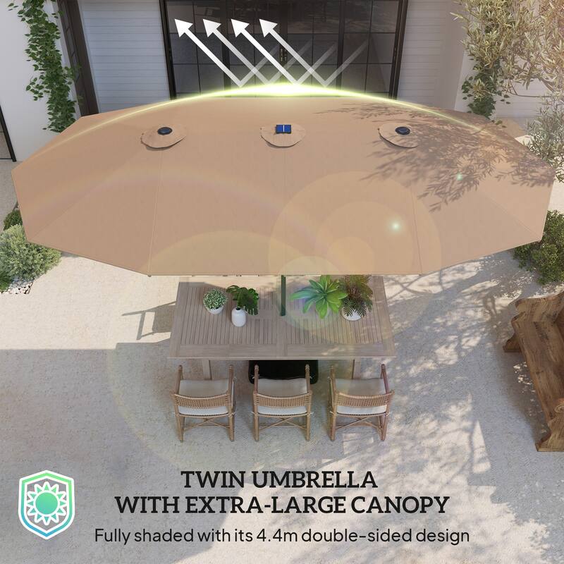 Double-Sided Large Patio Umbrella with Crank Handle Outdoor Canopy for Backyard Garden or Patio