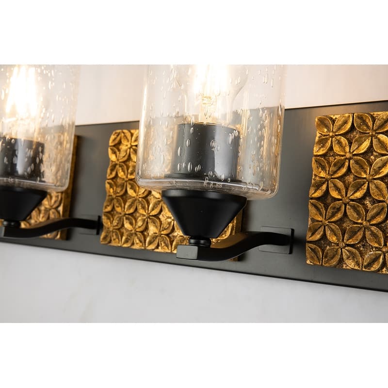 4 Light Bath/Vanity in Black and Gold
