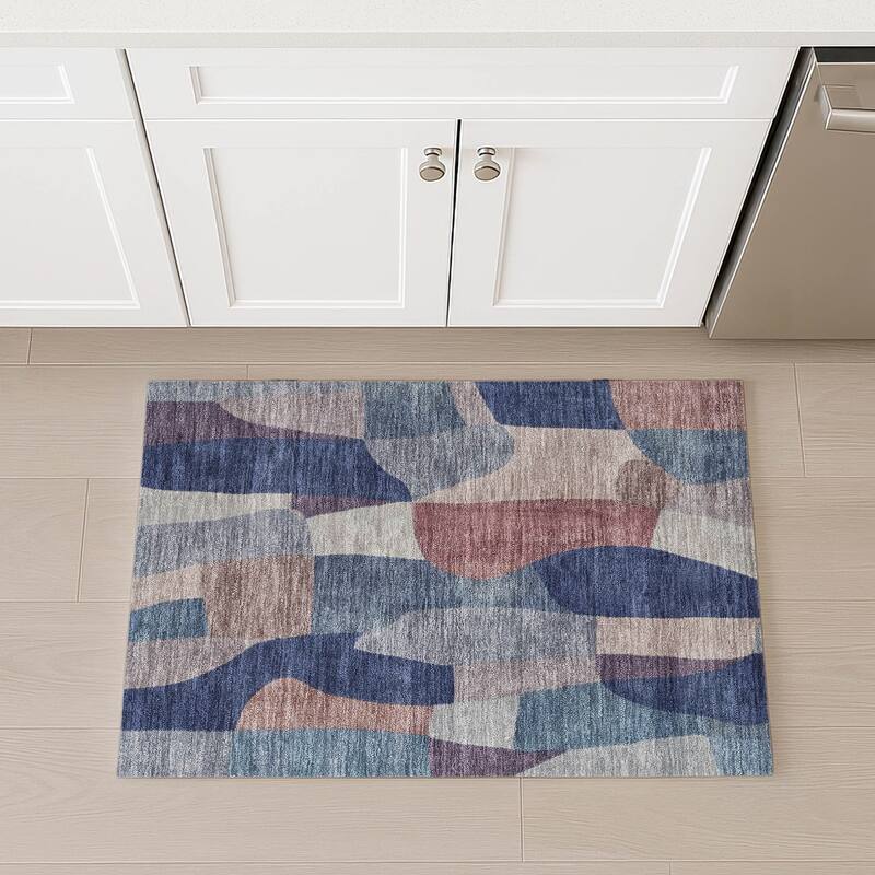 Machine Washable Indoor/ Outdoor Contemporary Layers Chantille Rug