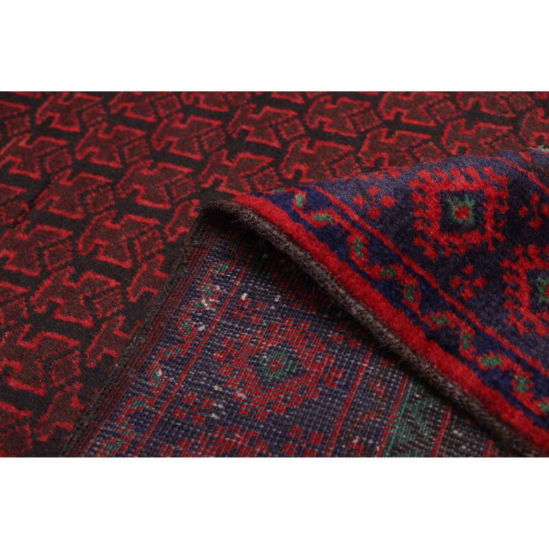 ECARPETGALLERY Hand-knotted Teimani Black, Red Wool Rug - 3'2 x 6'6