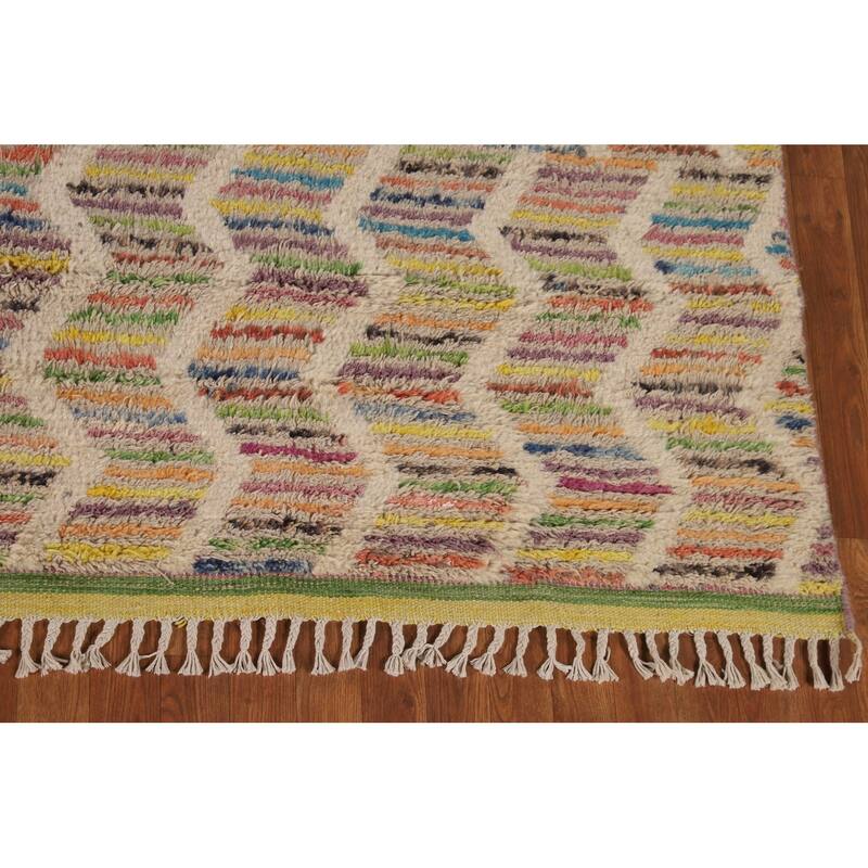 Moroccan Oriental Large Area Rug Hand-Knotted Wool Carpet - 9'4" x 14'10"