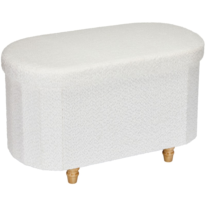 Brown Boucle Storage Ottoman Bench with Hidden Storage and Seat Top