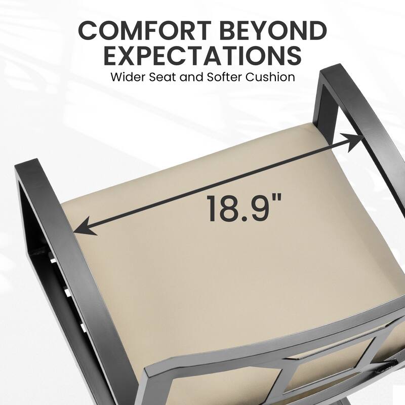 Outdoor Premium All-Aluminum Bar Height Bar Stools with Sunbrella Cushions