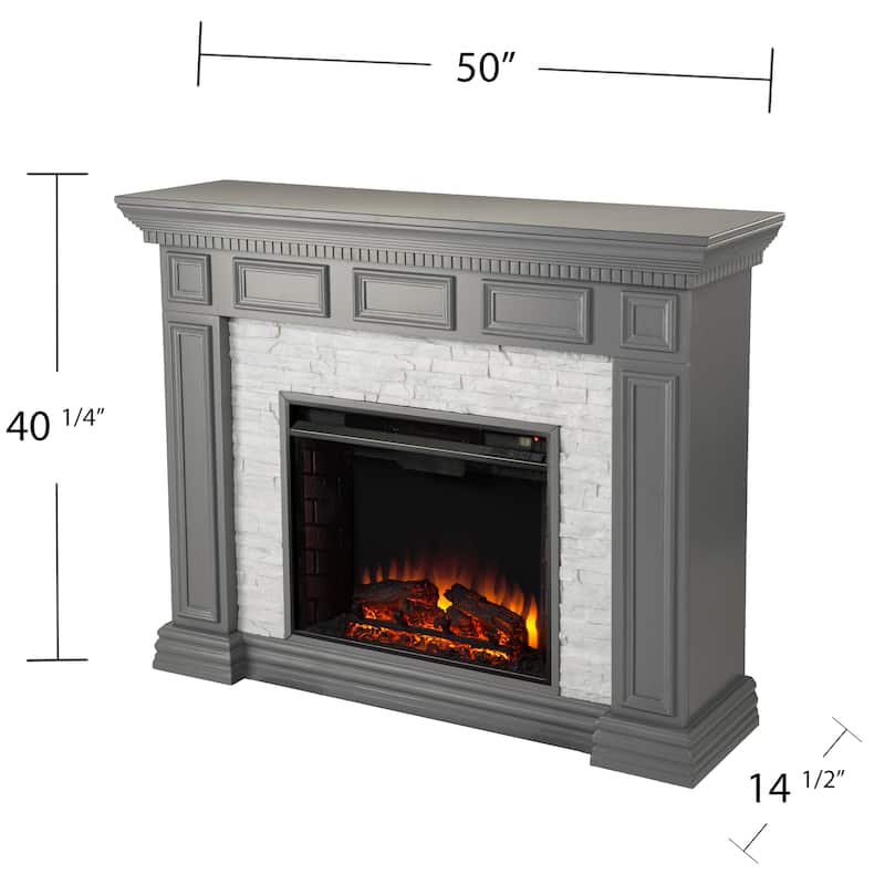 SEI Furniture Dalaro Modern Electric Fireplace with Faux Stone Mantel