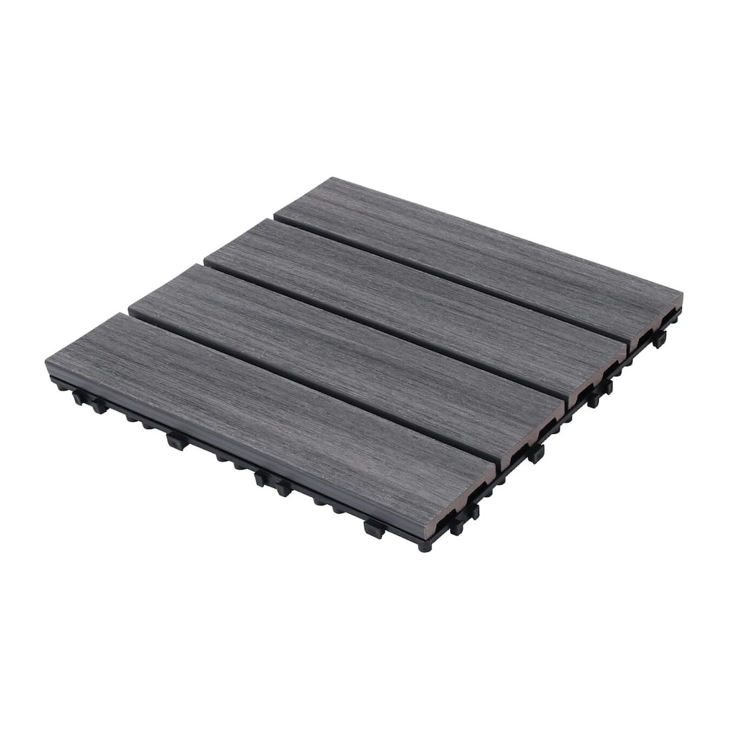 Patio Floor Tiles Pack of 22 WPC Wood-Plastic Composite Patio Deck Tiles DIY Interlocking Decking Tiles, Quick Deck Floor Tile
