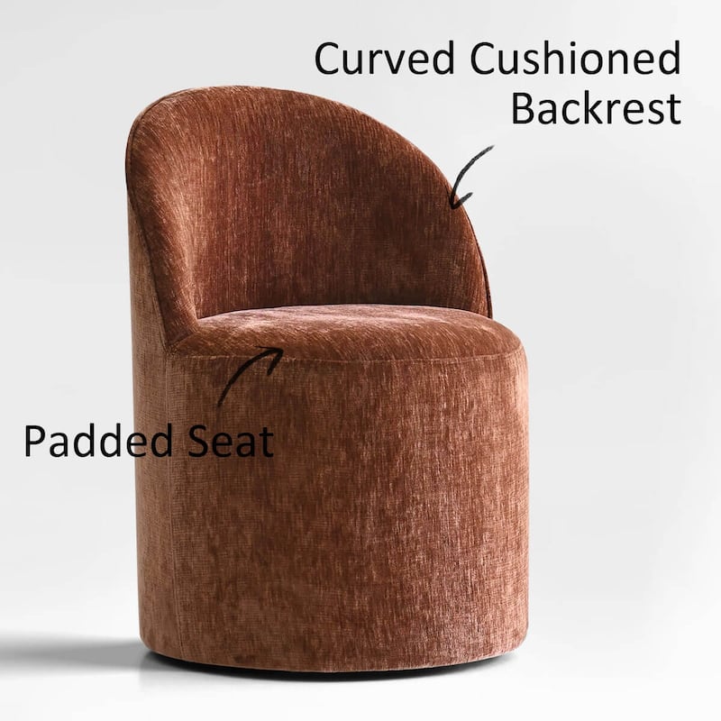 Chenille Upholstered Dining Chair with Wheels (Set of 2)