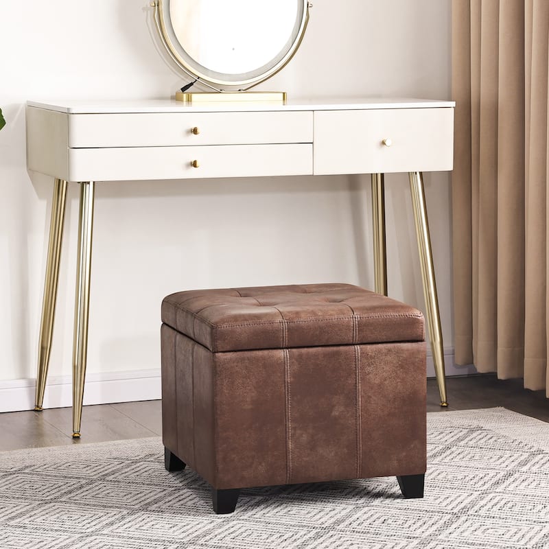 Adeco Versatile Faux Leather Storage Ottoman