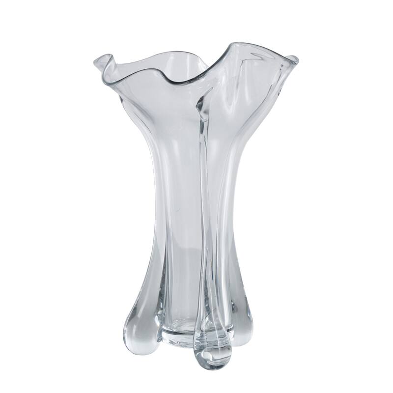 Clear Glass Fluted Tulip Abstract Vase