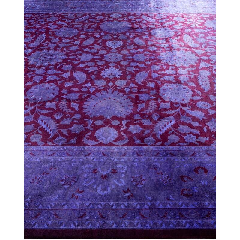 Overton Hand Knotted Wool Vintage Inspired Modern Contemporary Overdyed Purple Area Rug - 9' 2" x 12' 6"