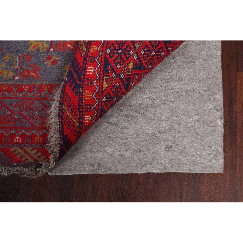 Hand Knotted Oriental 100% Wool Carpet Traditional Floral Navy Blue & Blues Balouch Runner Rug - 9' 5'' X 2' 8''