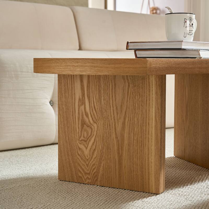 Accent Butterfly Coffee Table with Sturdy Legs, Wood Nesting Coffee Table, Modern Low Center Table for Living Room, Office