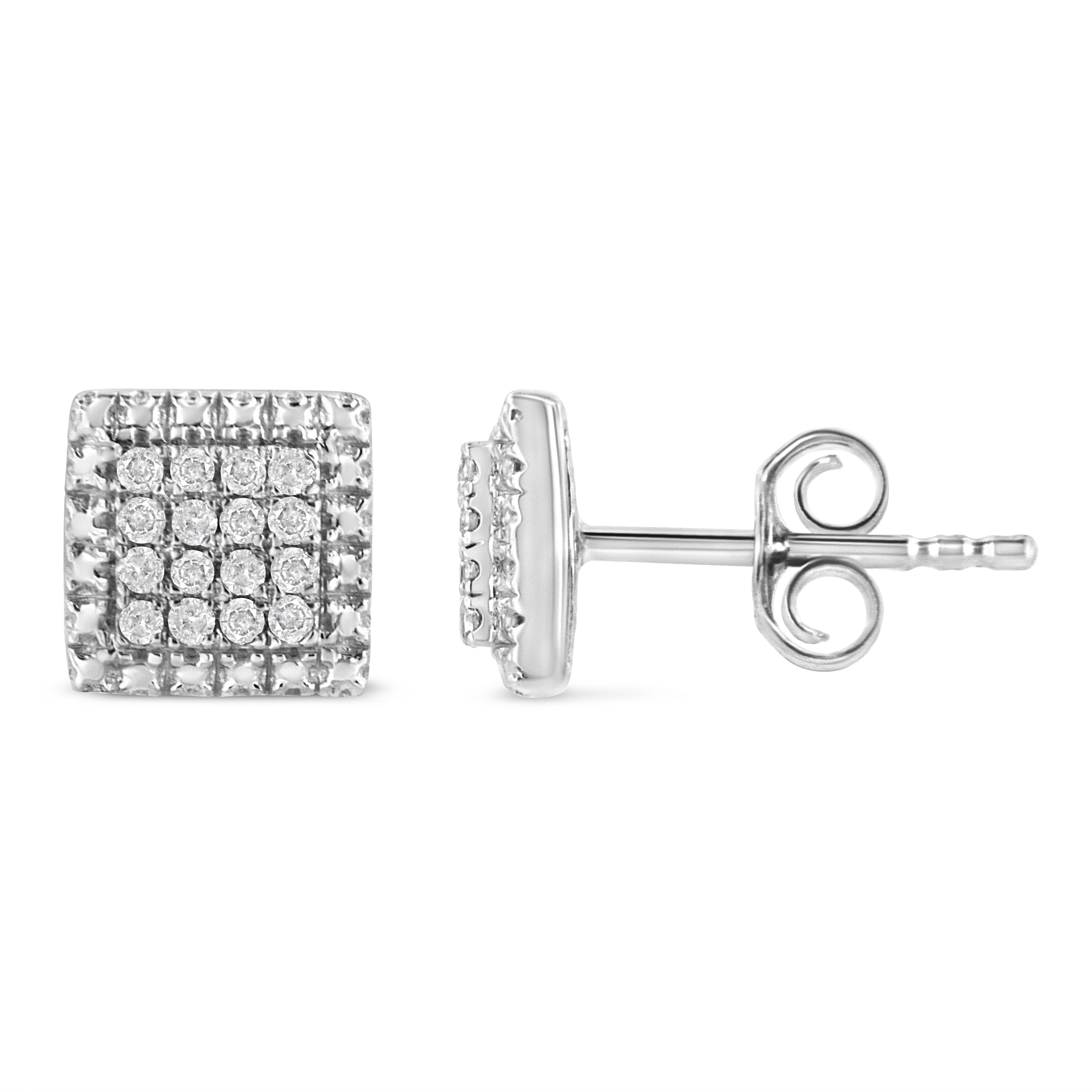 Jewel Tie Solid 10k White Gold Round Diamond Heart Stud Earrings 1/6 Cttw Jewel Tie Solid 10k White Gold Round Diamond Heart Stud Earrings 1/6 Cttw