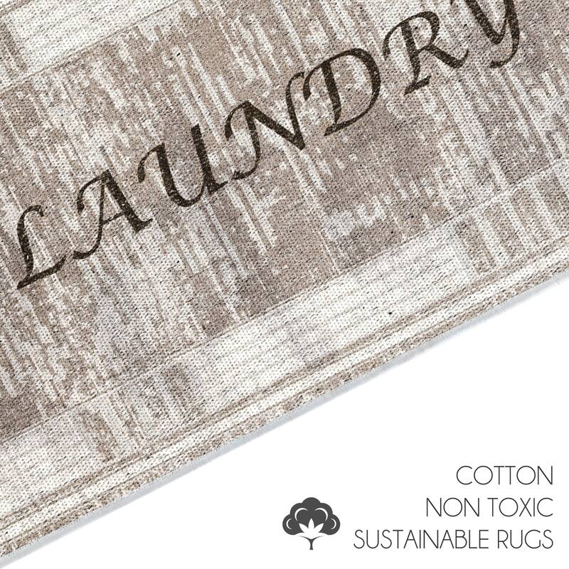 SussexHome Washable Ultra Thin Cotton Laundry Room Rug Runner - 20" x 59"