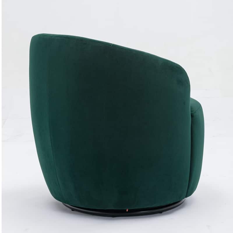 Swivel Accent Barrel Chair with Black Powder Coating Metal Ring