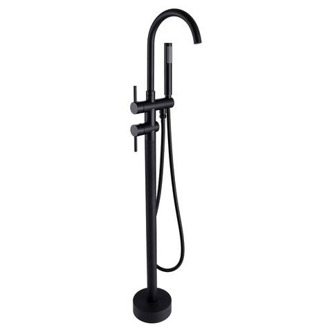 AITINKAN Floor-Mount Tub Faucet with Hand Shower in Stainless Steel