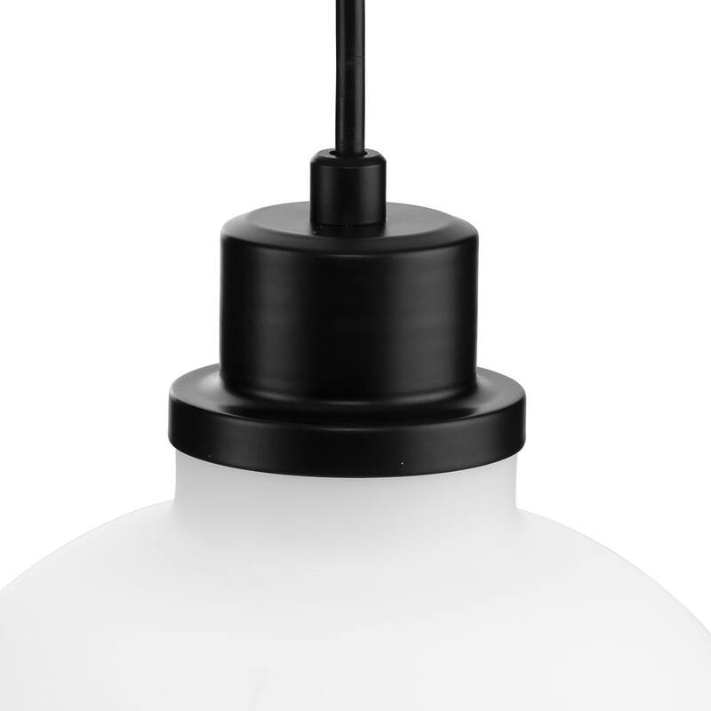 Garris Collection One-Light Matte Black Etched Opal Glass Transitional Mini-Pendant - 8 in x 8 in x 8.25 in