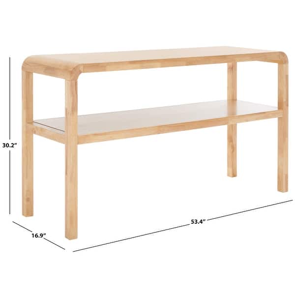 dimension image slide 0 of 2, SAFAVIEH Home Collection Omara 2 Tier Console Table - 53" W x 17" D x 30" H