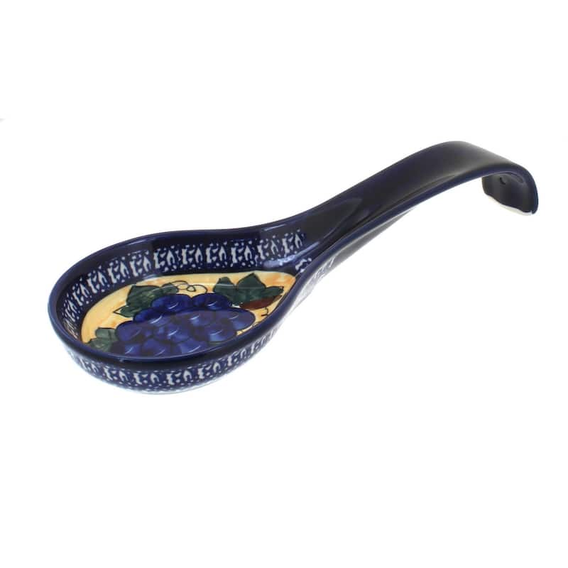 Blue Rose Polish Pottery 1178 Zaklady Large Spoon Rest - Grapes