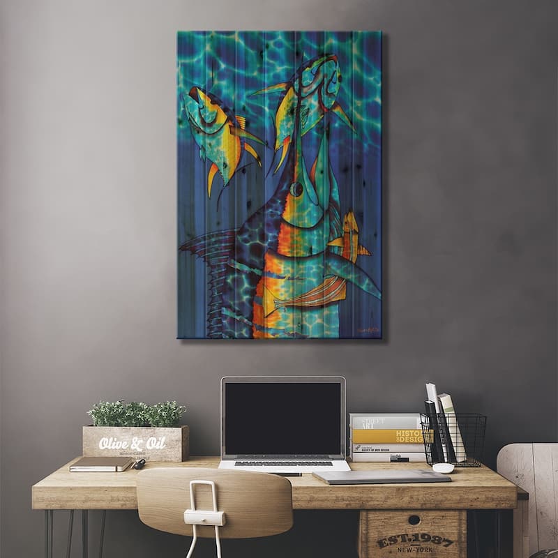 Blue Charge Print On Wood by Daniel Jean-Baptiste - Multi-Color