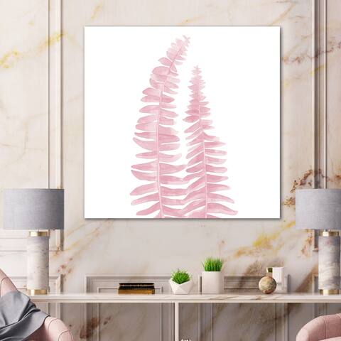 Designart 'Two Pink Ferns' Traditional Canvas Wall Art Print