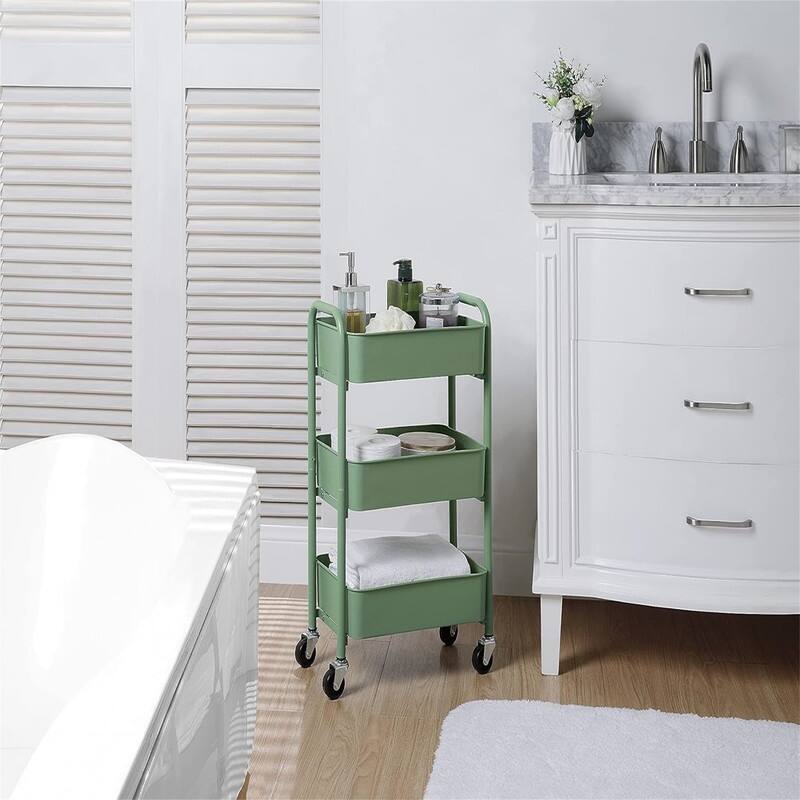 3-Tier Delicate Compact Rolling Metal Storage Organizer - 10.27"D x 15.5"W x 26.8"H