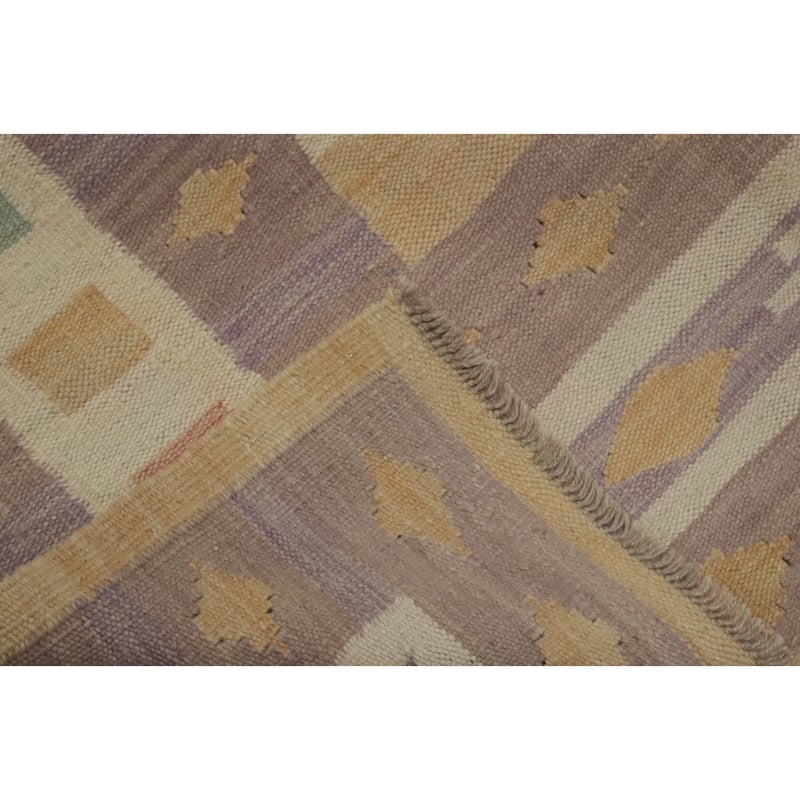 Hand Woven Oriental 100% Wool Carpet Southwestern Tribal Purples Kilim Area Rug - 6' 9'' X 4' 11''