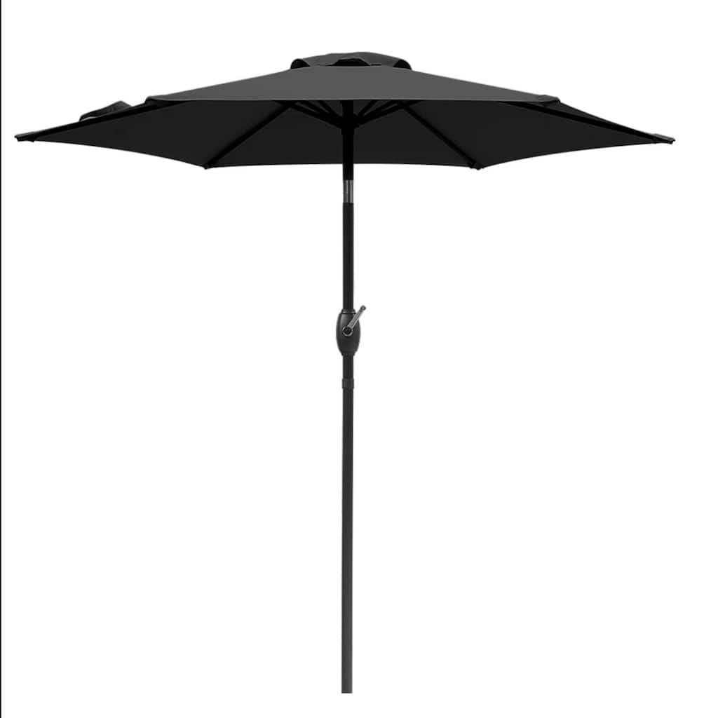 Anmytek 7.5 Feet Black Market Umbrella with Crank Lift and Tilt. UV-Resistant Canopy for Pool, Backyard and Patio (Without base)