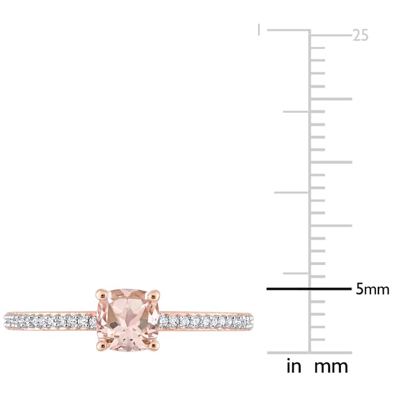 Miadora 10k Rose Gold Cushion-cut Morganite and 1/10ct TDW Diamond Birthstone Ring